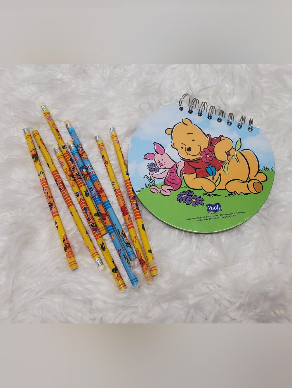 Disney Winnie the Pooh Spiral Notebook & Pencil Set - Yellow/Blue/Green
